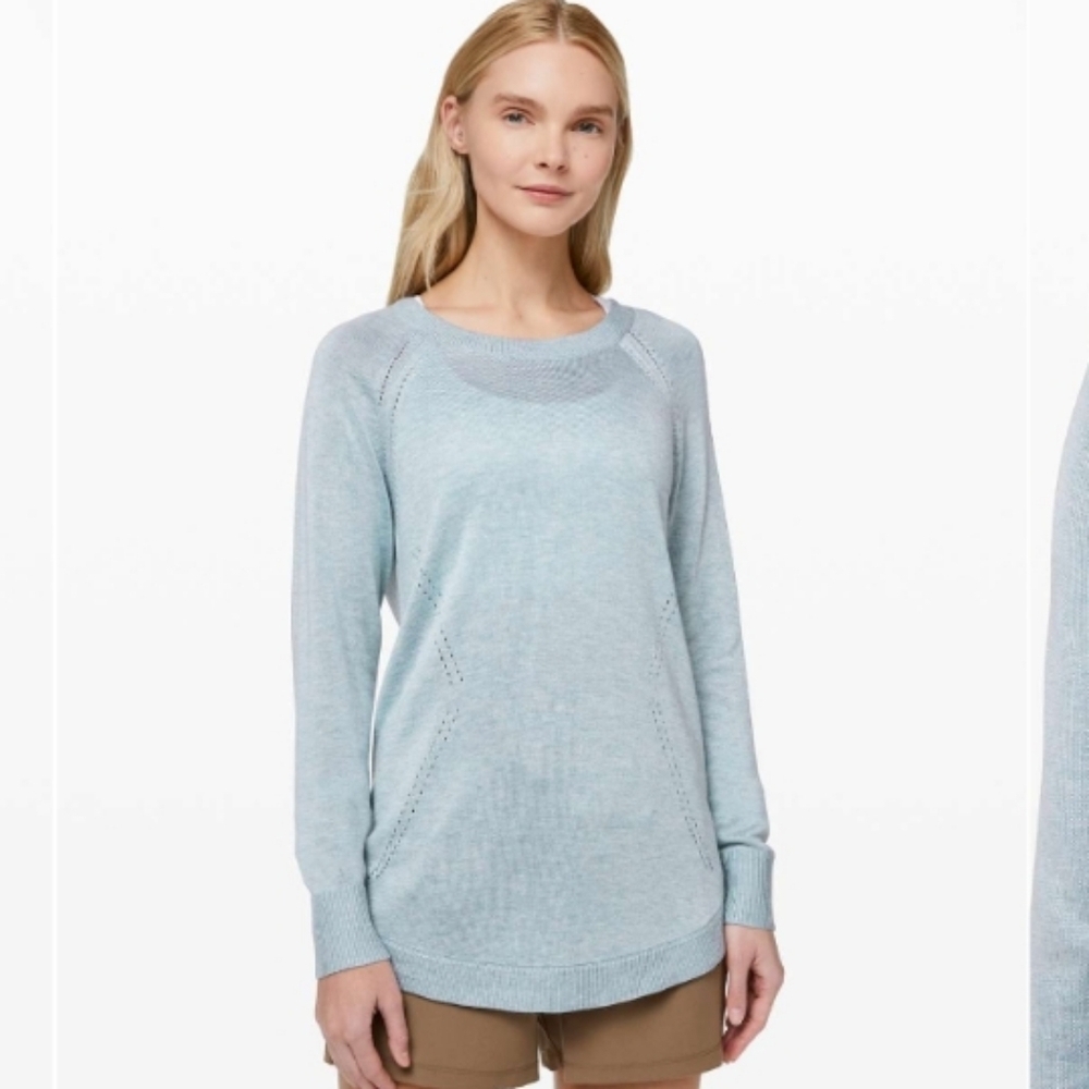 Lululemon Lead With Your Heart Sweater Size 10 Heathered Starlight EUC - Picture 2 of 9